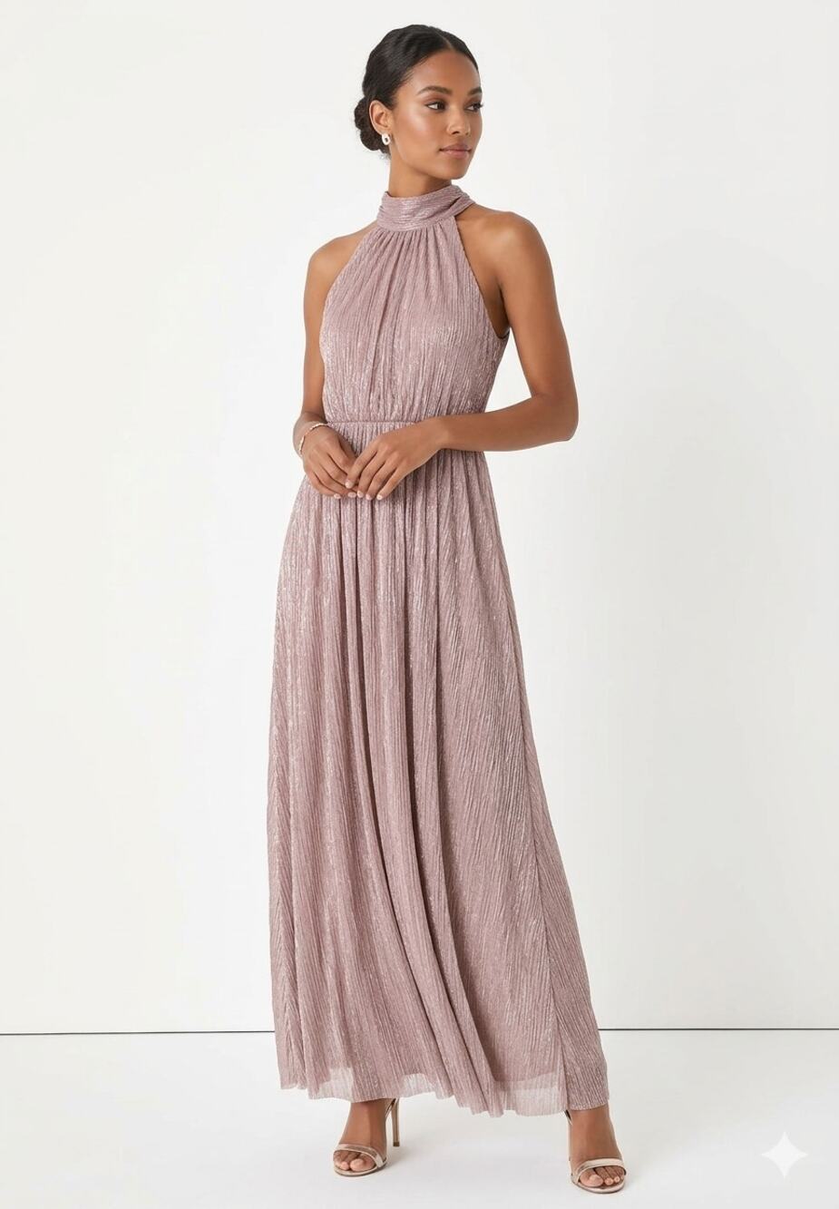 NWOT Women's Ungaro Maxi Gown Metallic Halter Neck US Size XS Sz 2 Sample